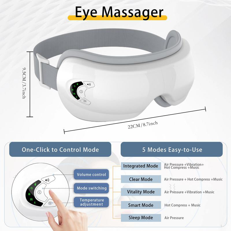 Rechargeable Electric Eye Massager, 1 Box Foldable Eye Massage Tool with 5 Modes for Christmas Gift, Portable Eye Care Instrument for Women & Men, Valentine'S Day Gift